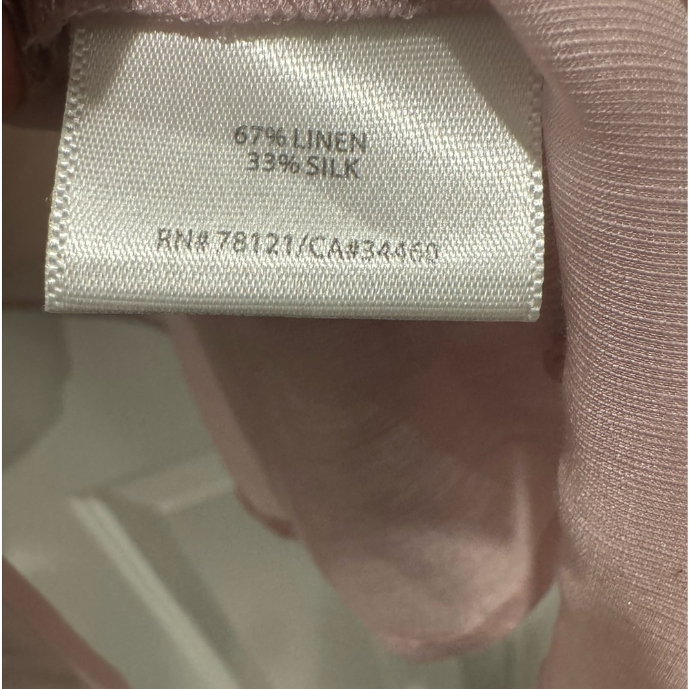 Eileen Fisher Pale Pink Silk Linen Button Front Longline Minimalist Tunic Top - Picture 4 of 6